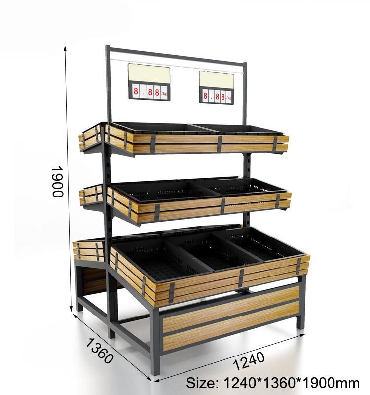 Stainless Steel 3-Tier Wall Mounted Vegetable Rack for Store by Heda Supermarket Equipments