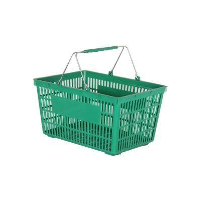 Double-Handle Supermarket Shopping Basket Plastic Hand Basket Wholesale