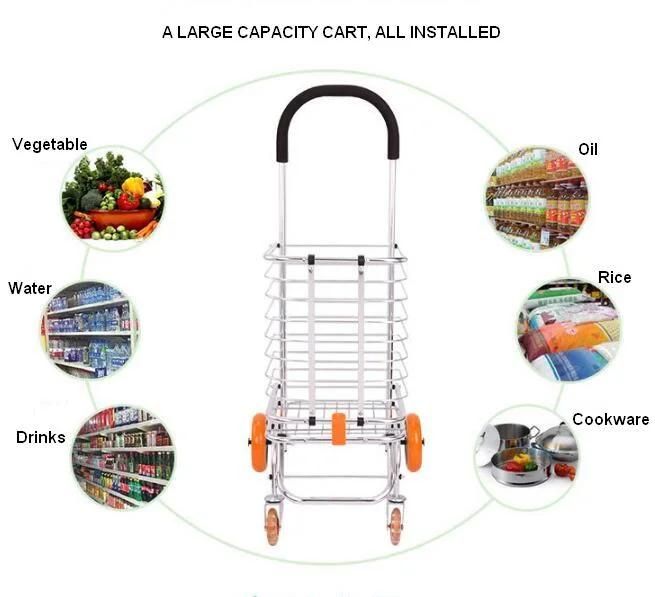 China Cheap Aluminum Alloy Lightweight Shopping Trolley Folding Collapsible Hand Cart