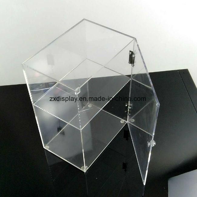 2 Shelves Acrylic Storage Cabinet Clear Display Case with Lockable Door