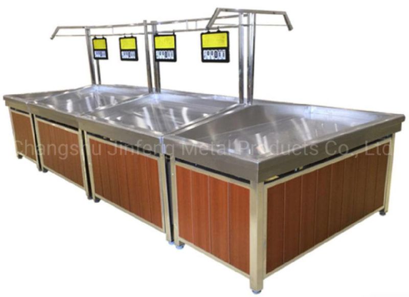 Customized Supermarket Display Rack with Wood for Vegetable and Fruit