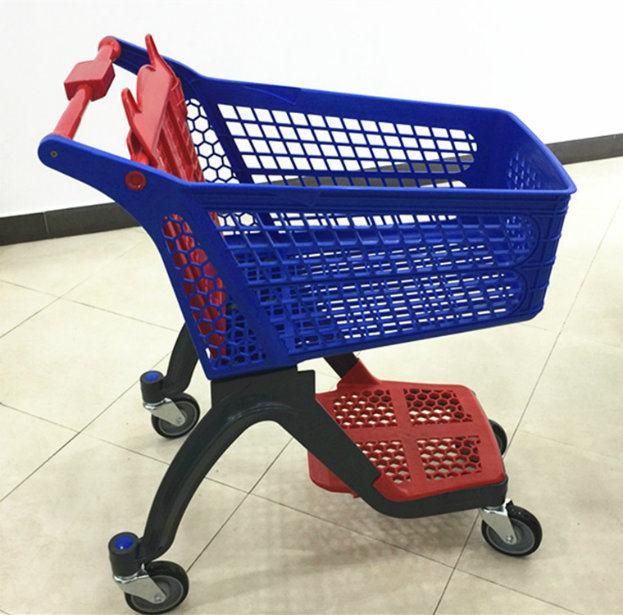 Supermarket Plastic Shopping Trolley Red Color Shopping Cart