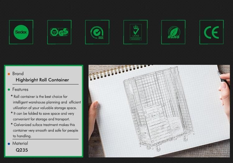 4 Doors Design Advanced and Towable Steel Warehouse Roll Container