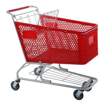 Colorful Plastic Steel Supermarket Shopping Folding Basket Trolley Cart