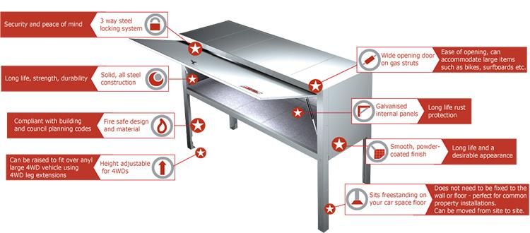 Steel Over Bonnet Storage Bicycle High Cabinet Lockers for Car