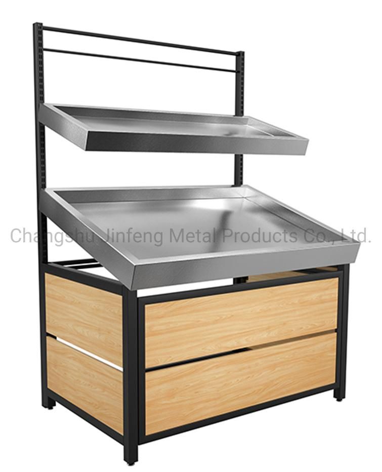 Supermarket Commercial Groceries Wooden and Metal Display Shelves Retail Store Fruits and Vegetables Rack