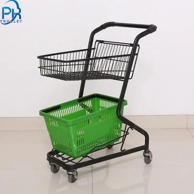 Supermarket Trolley 2 Tier Modern Economy Supermarket Grocery Shopping