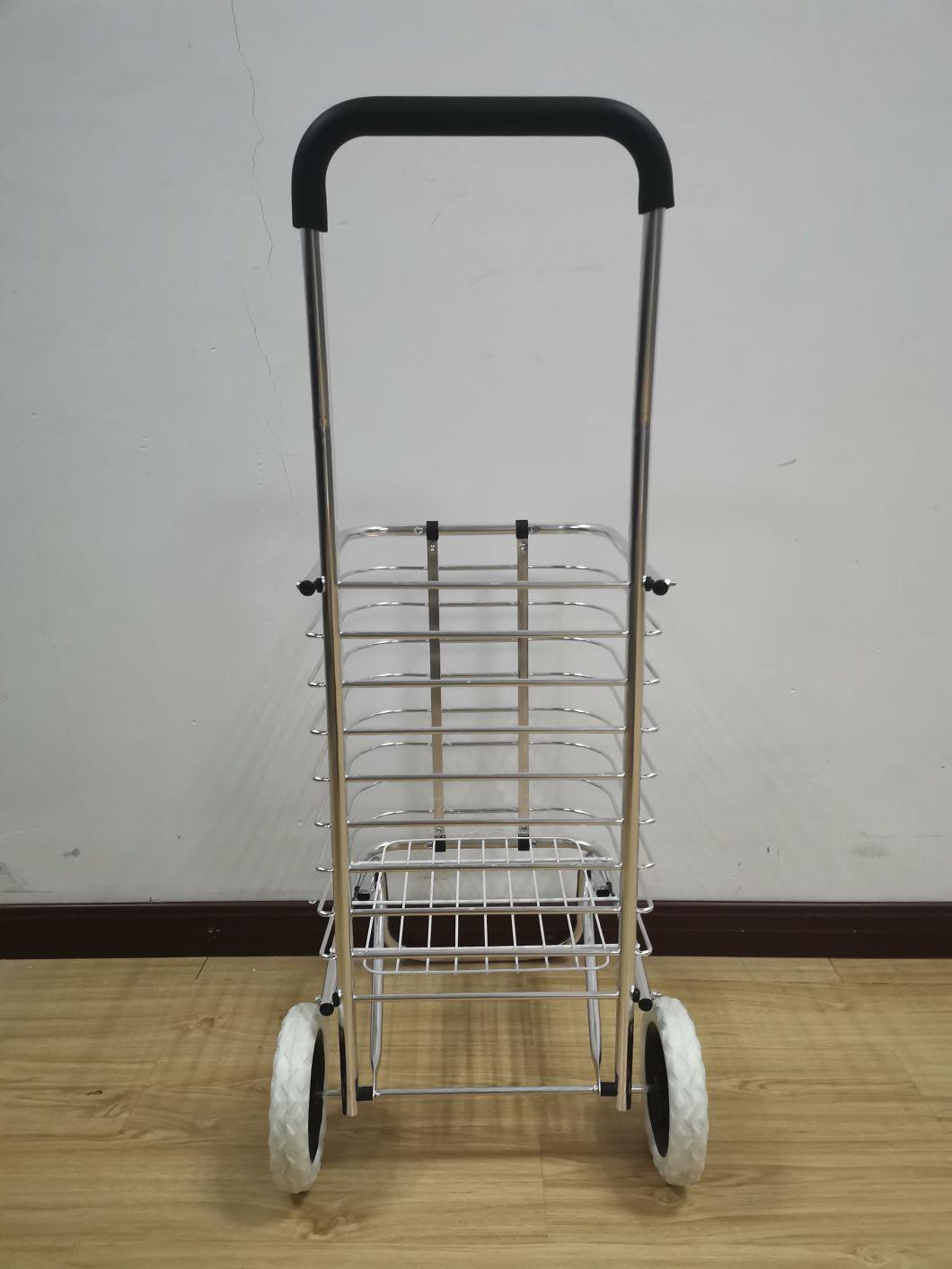 Factory Aluminum Alloy Roller Container Portable Folding Shopping Trolley with Two Wheels