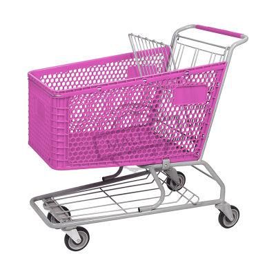 High Quality Half Plastic American Shopping Trolley with TPR Wheels