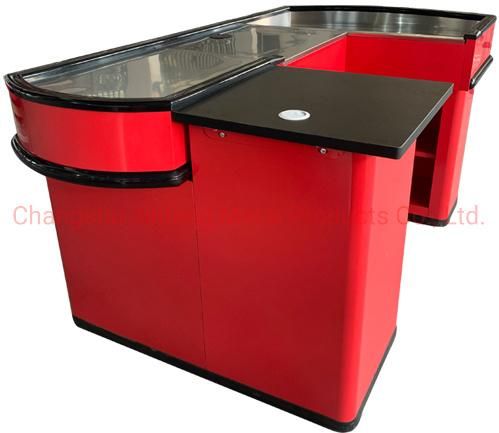 Supermarket Customized Checkout Counter Stainless Steel Cashier Table