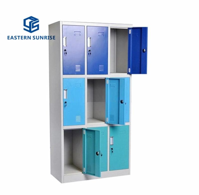 Metal Furniture Wardrobe Storage Cabinet with 9 Door Steel Locker