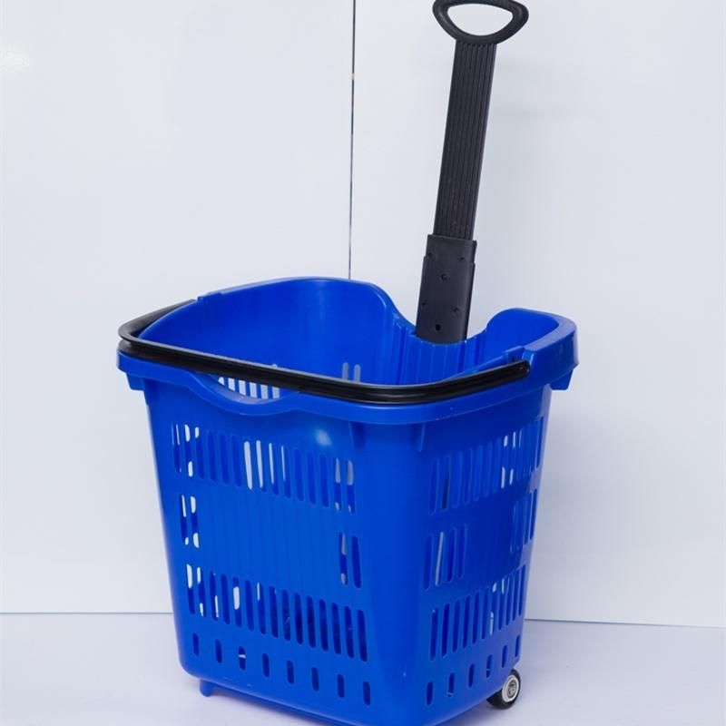 Single Handle Supermarket Basket with Wheels