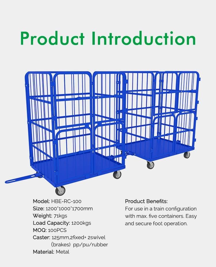 Design Folding Steel Warehouse Roll Container with 4 Doors