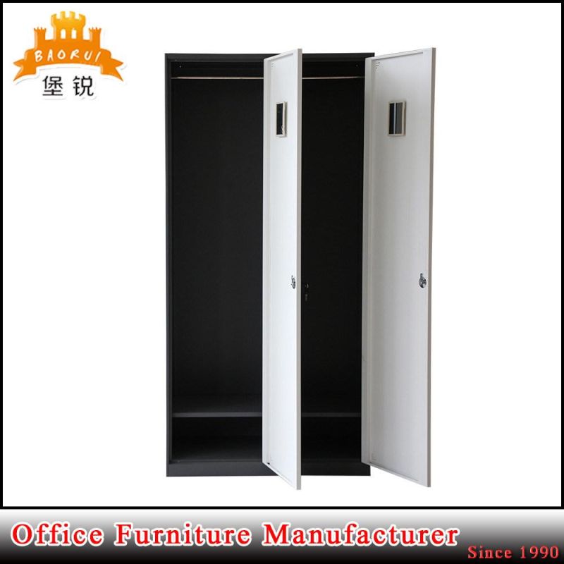 Jas-024 Thin Edge Personnel Locker Storage Cupboard Steel Metal Wardrobe Cabinet 2 Door