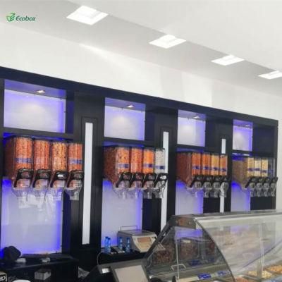 Supermarket Wall Mounted Candy Dispenser Gravity Bin Nuts Dispenser