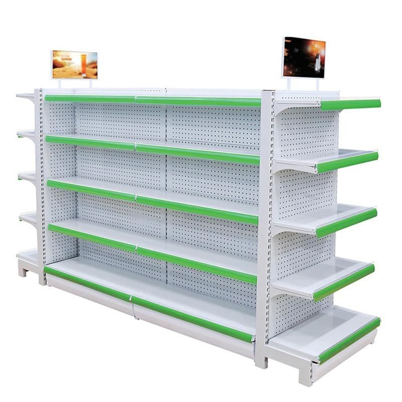 Cold Rolled Steel Supermarket Shelf, Double Side or Single Side Gondola