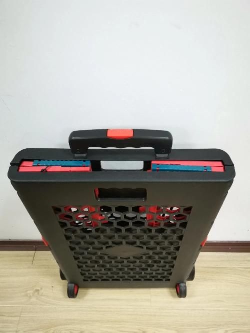 63L Lightweight Easy Box Shopping Trolley Folding Plastic Cart