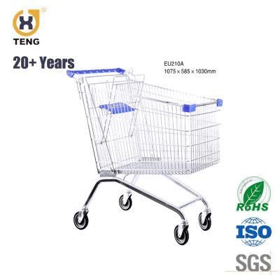 Metal Supermarket Equipment Hand Shopping Wheeled Trolley Cart