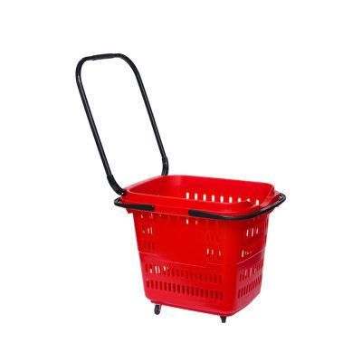 Luxury Style Handle Plastic Shopping Trolley Basket