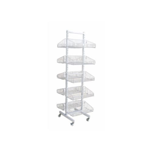 Movable Simple Elegant Four Sides Wire Display Rack with Five Wheels