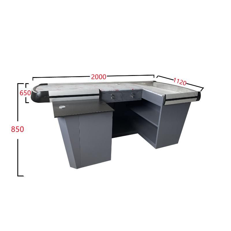 Supermarket Cashier Checkout Table Counter for Sale with Conveyor Belt