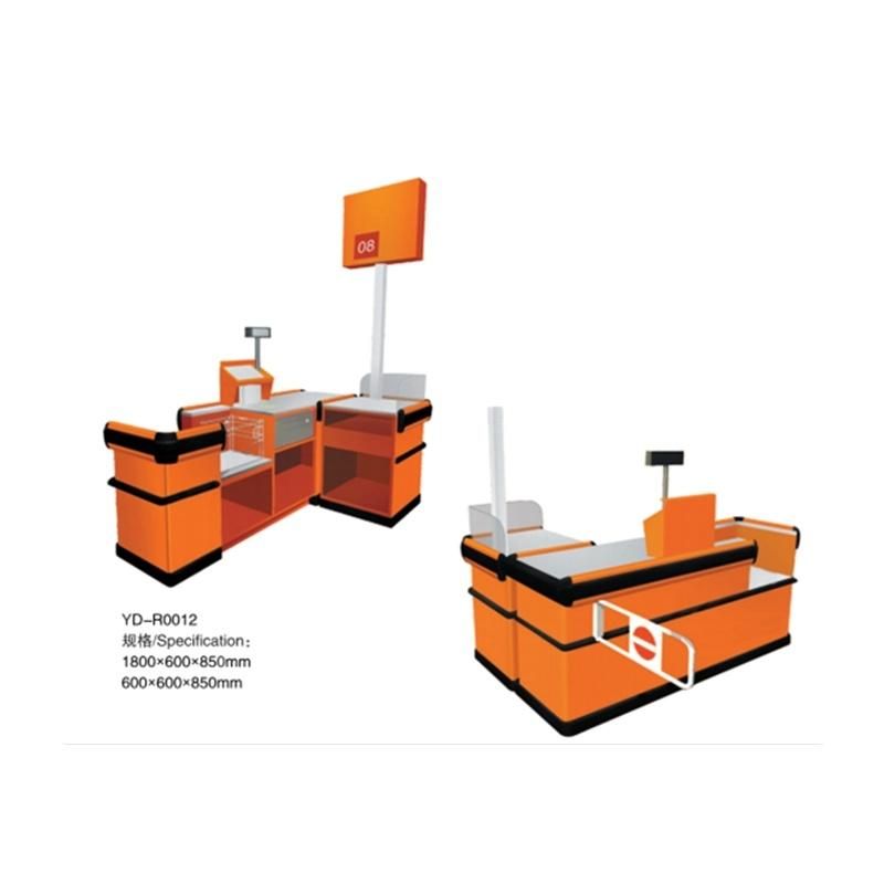 Customized Supermarket Stainless Steel Cashier Counter Retail Design Cashier Counter