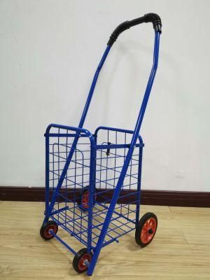 China Four Wheels Iron Shopping Trolley Folding Supermarket Personal Cart