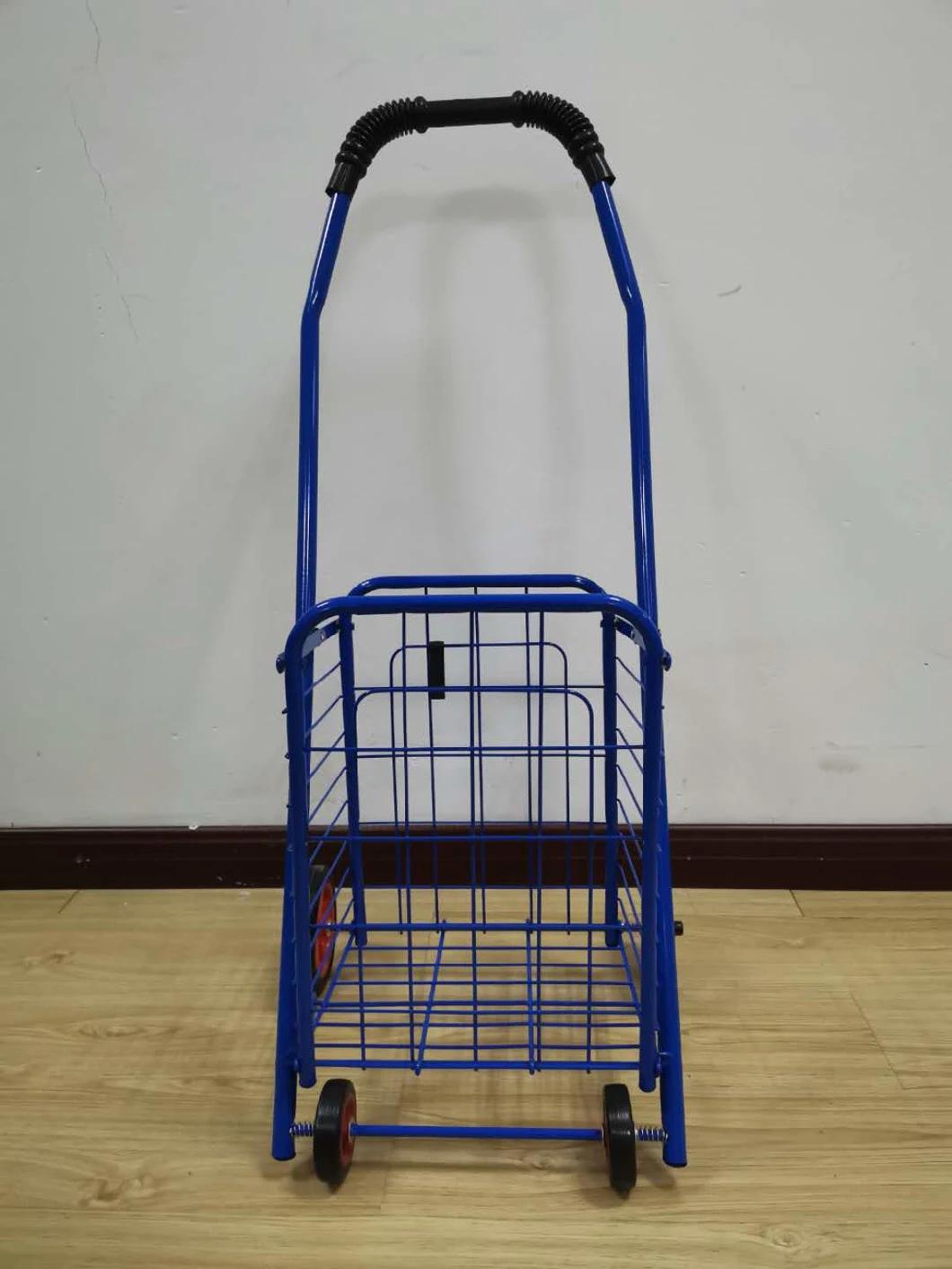 China Small Size Paint Coating Iron Tube Folding Shopping Portable Hand Cart