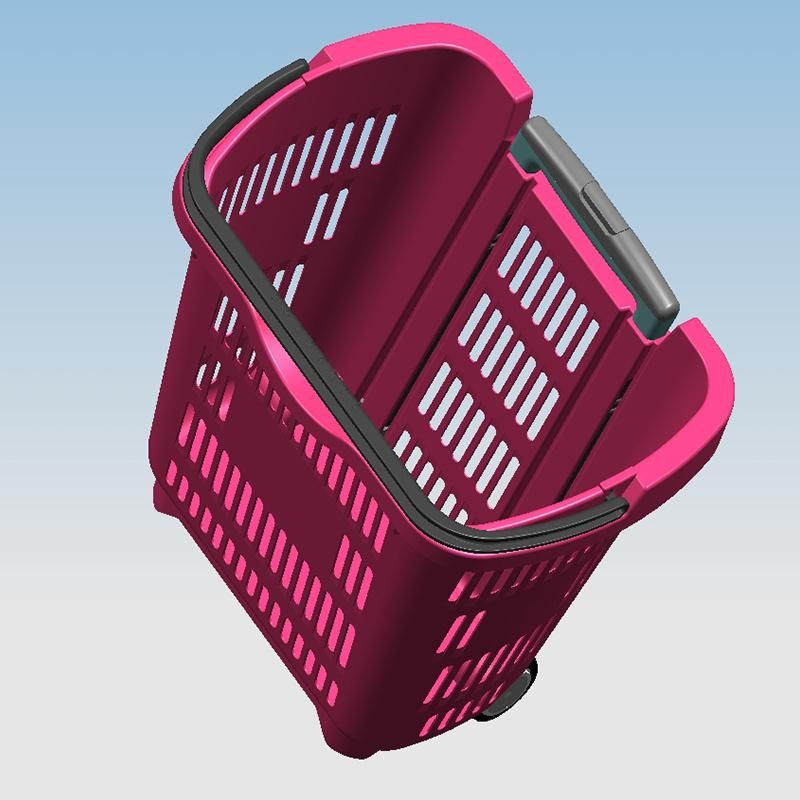 Wholesale Storage Plastic Supermarket Trolley Two Wheels Hand Shopping Basket