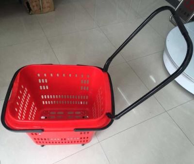 Supermarket Equipment Grocery Carry Rolling Plastic Basket