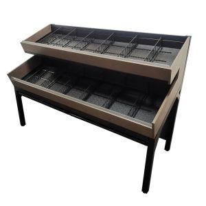 2-Layers Adjustable Wooden Multiple Cabinets Supermarket Vegetable &amp; Fruit Display Rack