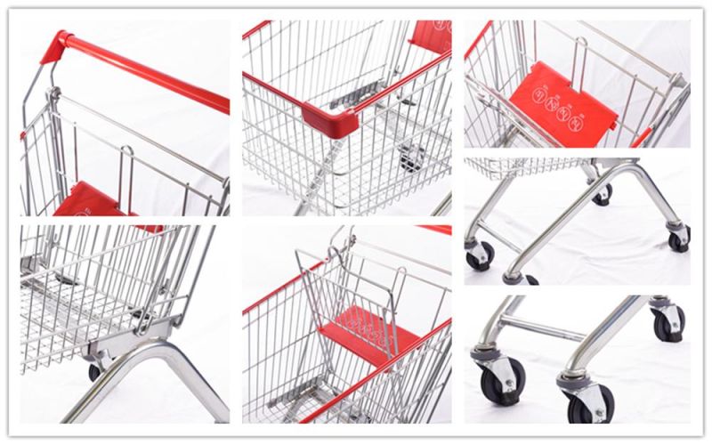 210L European Style Grocery Store Steel Supermarket Trolley