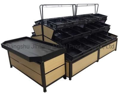 Supermarket Vegetable Display Rack Wooden Display Rack