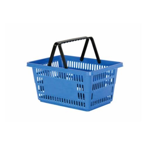 Small Trolley Plastic Basket Supermarket Equipment with Four Wheels