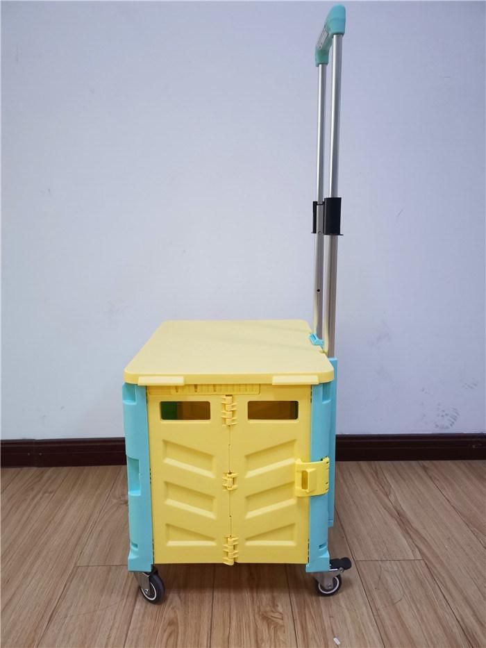 Manufacturer Plastic Basket Easy Box Trolley Shopping with Wheels