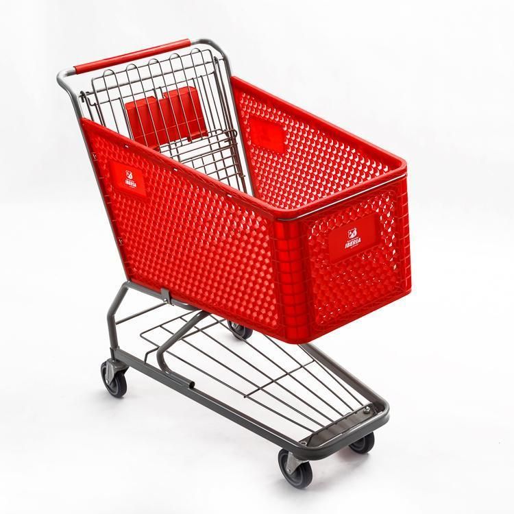 China Factory Folding Trolley Supermarket Plastic Shipping Cart