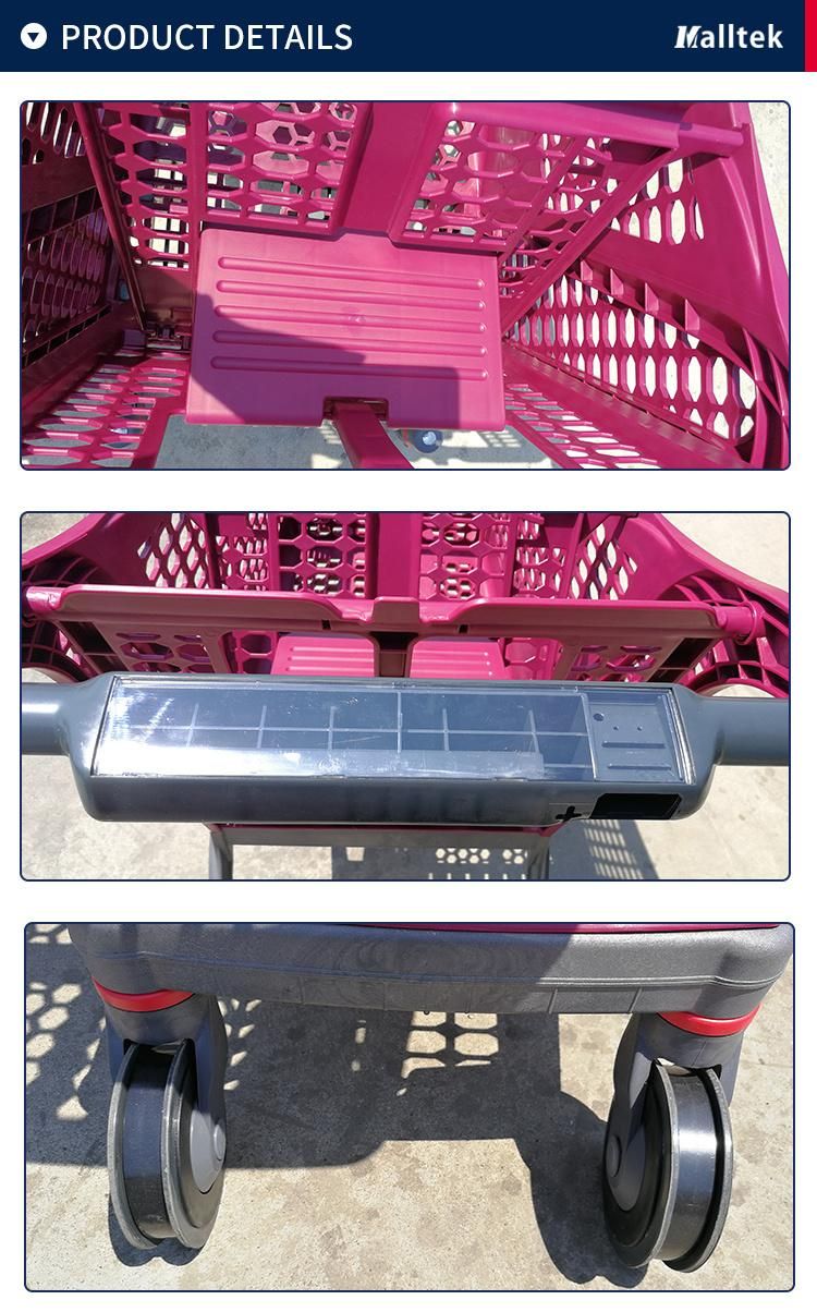 Sales All Plastic Shopping Trolley Supermarket Chain Store Plastic Trolley Cart