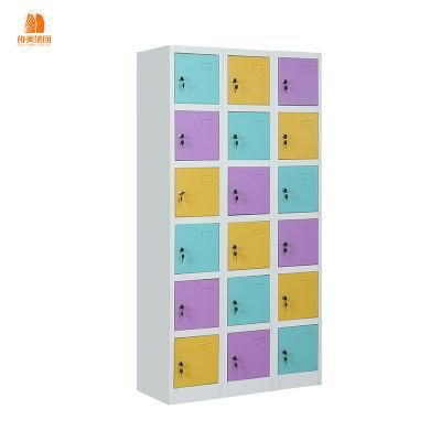 Colorful Lockable Metal Storage Cabinet Steel Locker 18 Doors