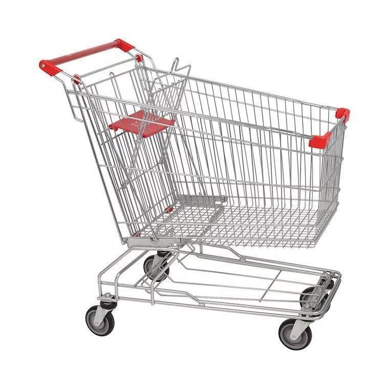 China Hand Push Cart Manufacturer Supermarket Metal Shopping Trolley