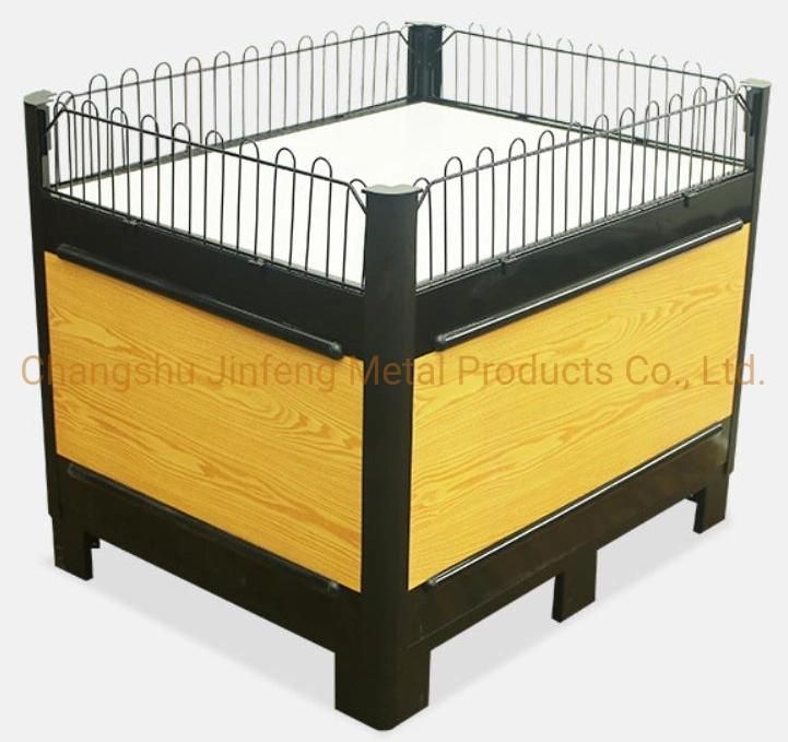 Supermarket Shelf Equipment Wooden Grain Exhibition Display Promotion Desk