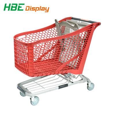 All Plastic Shopping Trolley Cart with Plastic Handle and Feet