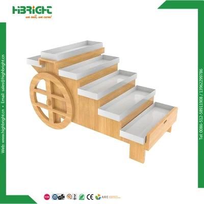 Hypermarket Farm Shop Fruit Store Design Wooden Display Cart