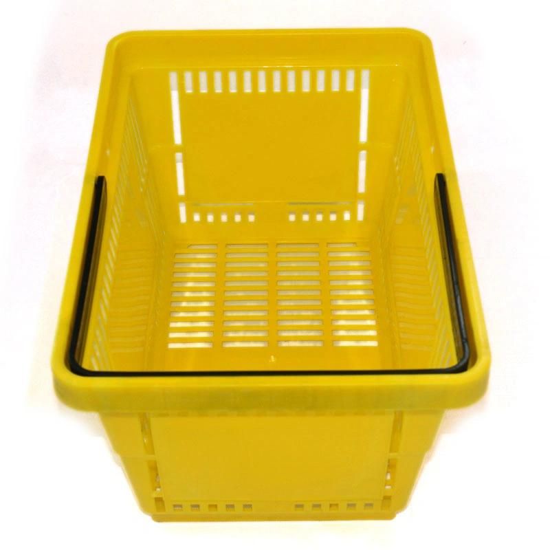 Wholesale Supermarket Basket Large Double Handle Plastic Hand Shopping Basket