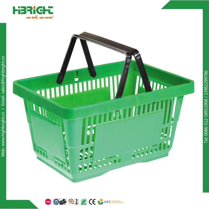 PP Double Handle Plastic Shopping Basket for Supermarket Hypermarket