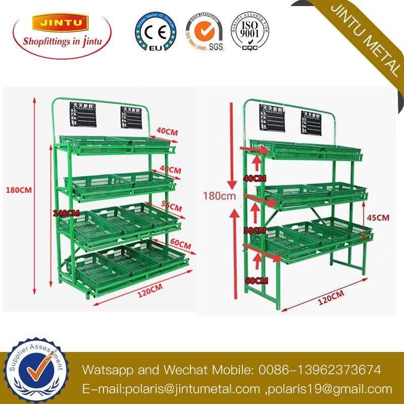 Supermarket Wooden/Metal Fruit and Vegetable Display Stand