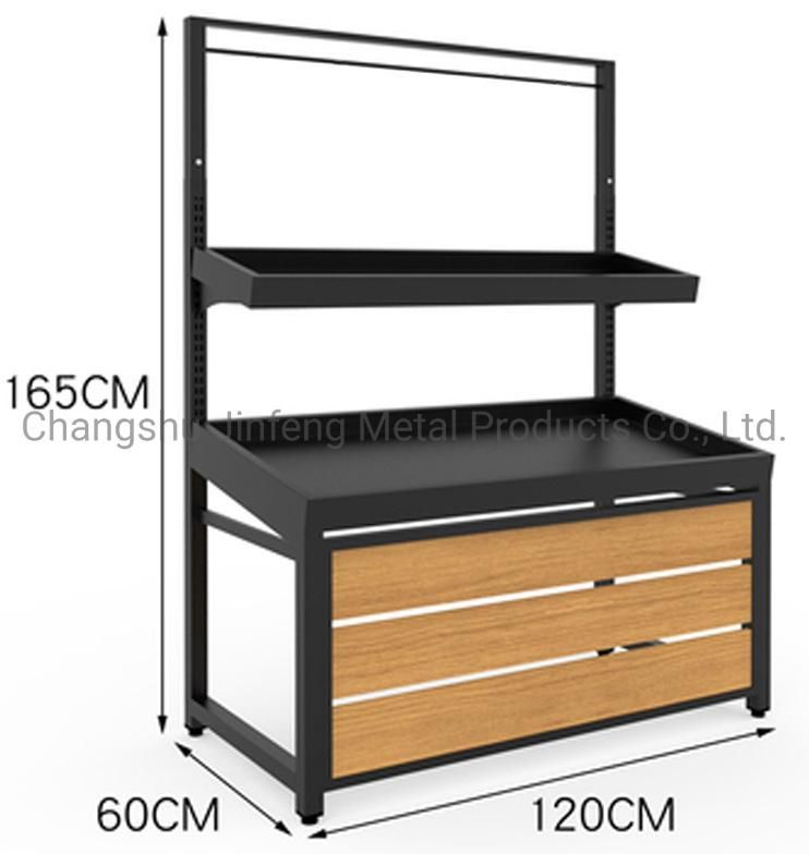 Supermarket Fruit and Vegetable Shelves Wooden and Metal Display Rack