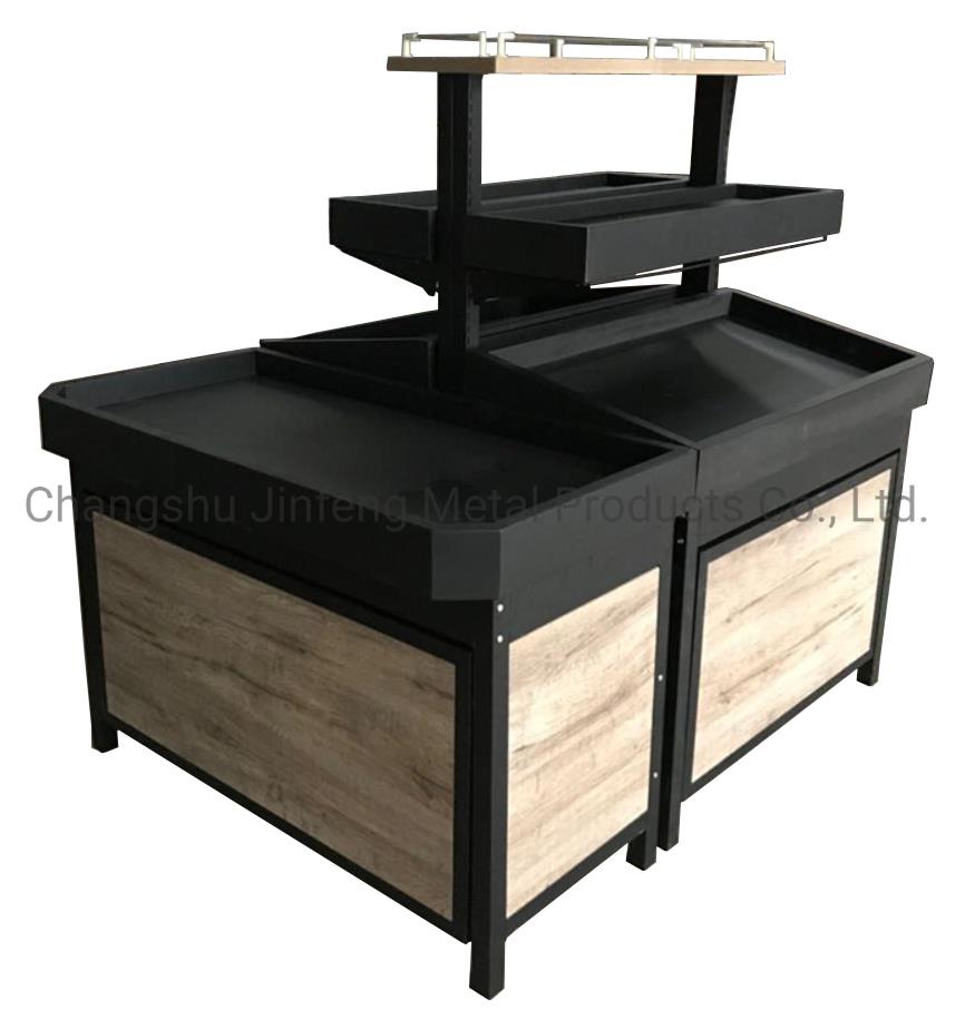 Supermarket Furniture Wooden and Metal Display Shelves for Vegetable and Fruit