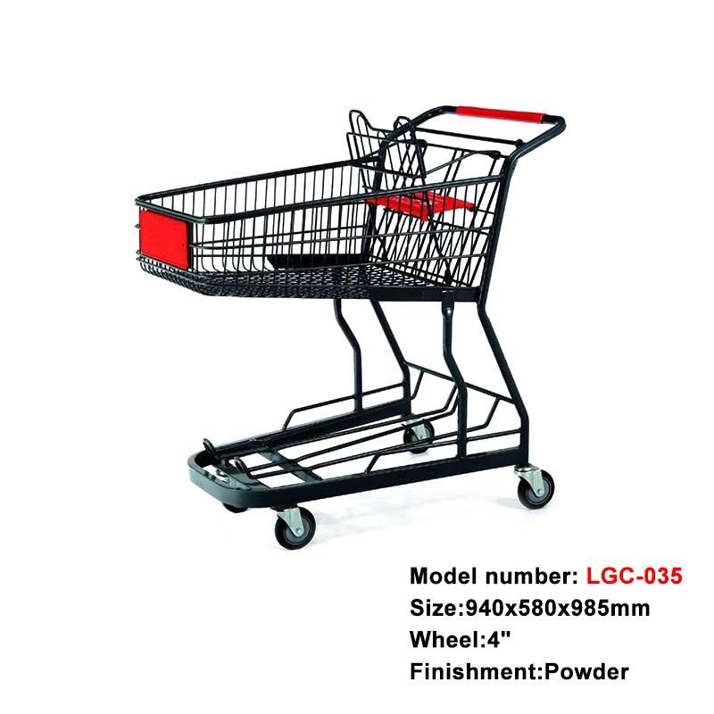 Japanese Style Supermarket Metal Shopping Cart Trolley with Wheels