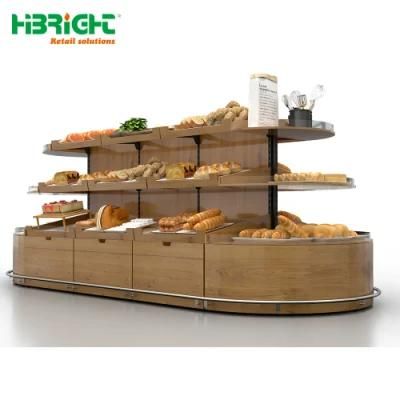 Supermarket Bakery Store Bread Donuts Wooden Display Rack