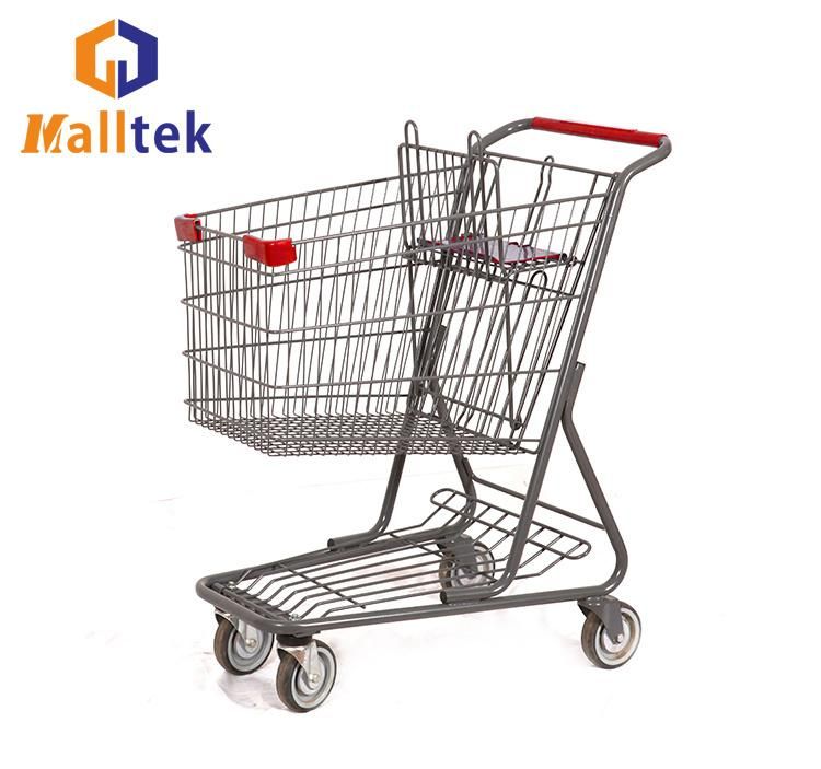 Durable Metal Rear Wheel Directional American Style Supermarket Trolley